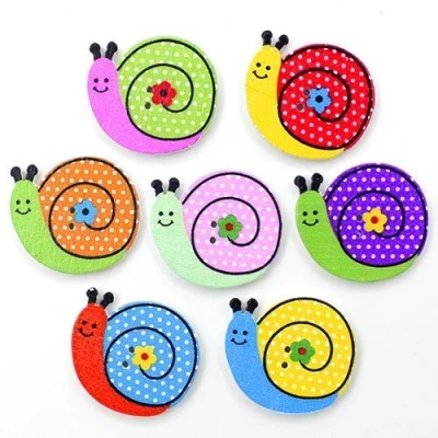Image of Namvo 100pcs Multicolored Cartoon Animal, Cute snail 2 Holes Wood Sewing Buttons for Knitting Crafting Scrapbook Baby Clothes Cardigans