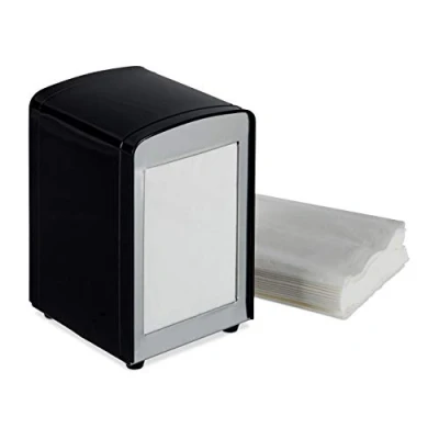 Image of Relaxdays 10025508_46, Black Napkin Dispenser Retro, Small Paper Serviettes, for Cafe, Bistro etc, HWD: 15x9.5x11, Steel