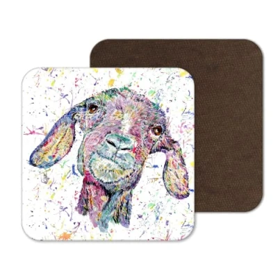 Image of Coaster Goat farm Animals Coasters Watercolour Art Gift Work Office Dining Tea coffee (1)