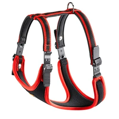 Image of Ferplast Medium Size Dog Harness ERGOCOMFORT MEDIUM, Adjustable Harness, Comfortable, Padded, Double Micro adjustment Closure, Quick Release, Red