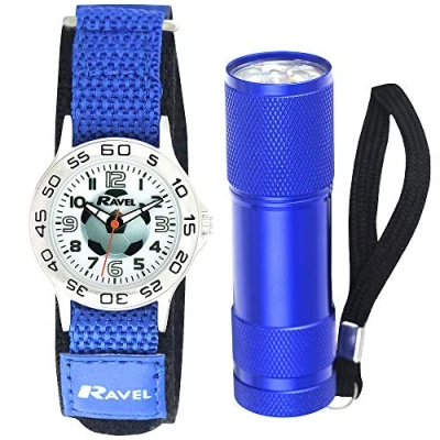 Image of Ravel Children&#039;s Football Watch and Micro Torch Gift Set Blue