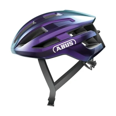 Image of ABUS PowerDome road bike helmet lightweight with clever ventilation system and aerodynamic profile Made in Italy for men women purple, size L