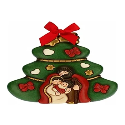 Image of THUN Christmas Tree with Holy Family Home Decorations Large Size Ceramic 25.1 x 4.3 25.4 h cm