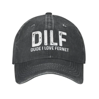 Image of NLWQEKV DILF Dude I Love Fernet Hat for Men Baseball Caps Fashionable Cap Black