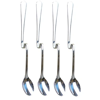 Image of Set of 12 Stainless Steel Cranked Spoons Bendy Latte
