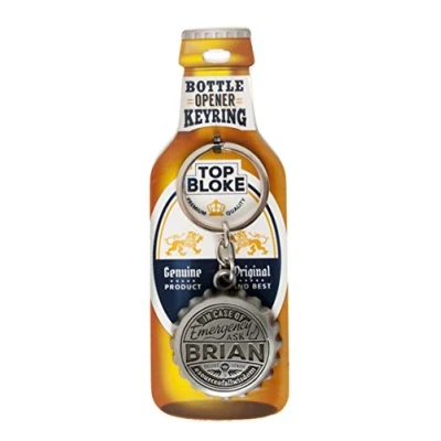 Image of Top Bloke Bottle Design Key Ring Opener Personalised to The Name of&quot;Brian&quot;