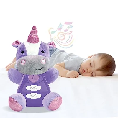 Image of COO11 Unicorn Plushies Soft Toys, Newborn Baby Cuddly Soothing Calm Doll Stuffed Animal, Comfy Sleep with Light &amp; Music, Suitable for 24 Months