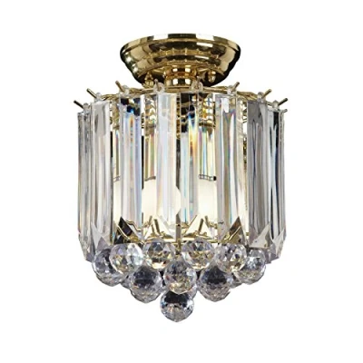 Image of Fargo 2 Light Flush Ceiling Acrylic, Brass, E14
