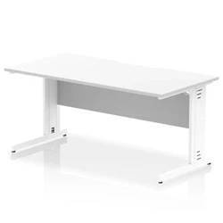 Image of Impulse 1600 x 800mm Scalloped Edge Straight Office Desk White Top Cable Managed Leg