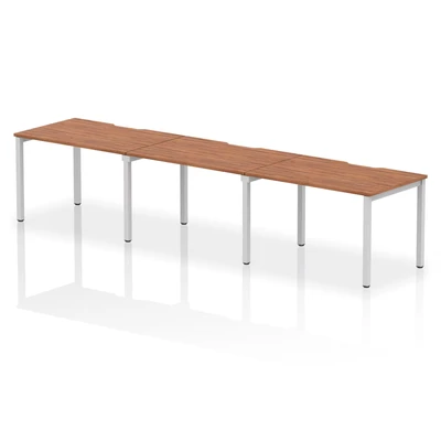 Image of Evolve Single Silver Frame Bench Desk 1200 Walnut (3 Pod) BE417
