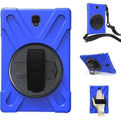 Image of BAUBEY Case for Samsung Galaxy Tab S4 10.5 inch 2018(SM T830/T835/T837),Heavy Duty Rugged Rotating Stand Shockproof Cover with Hand Strap and Shoulder (Blue)