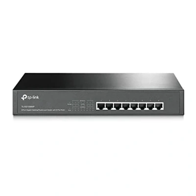 Image of TP Link PoE Switch 8 Port Gigabit, 802.3af/at PoE+ Ports up to 30 W For Each and 153 All ports, Metal Casing, 13 Inch RackMount/Desktop(TL SG1008MP)