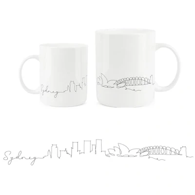 Image of Purely Home Sydney City Skyline Collection Fine Bone China Mug White Coffee/Tea Present Gift for Travel Lovers
