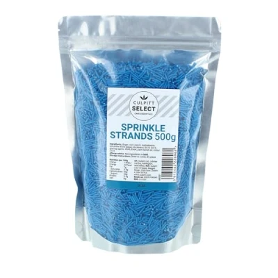Image of Culpitt Select Sprinkles Blue Sugar Strands, Cake Sprinkle Decorations for Cakes, Cupcakes, Cookies, Ice Cream, and Desserts 500g