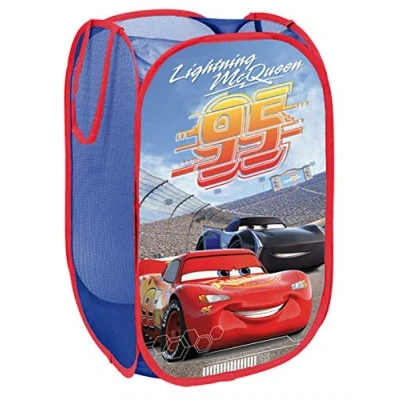 Image of Superdiver Disney Cars Lightning McQueen Pop Up Laundry Basket Toy Box Storage Clothes for Children