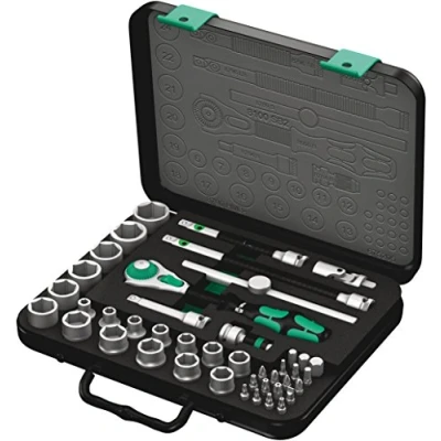 Image of Wera 8100 SB 2 Zyklop Speed Ratchet, Sockets, Bits and Accessories Set, 3/8&quot; Drive, 43PC, 05003594001, Silver
