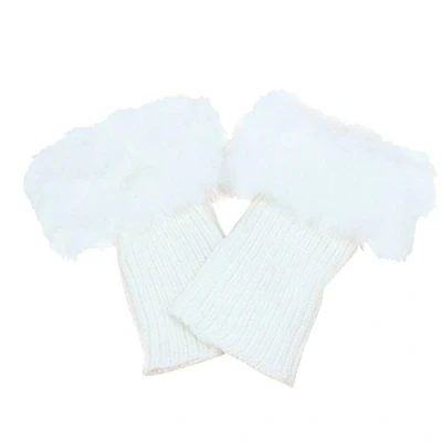 Image of HugeStore Women Ladies Winter Warm Faux Fur Crochet Boot Cuff Socks Short Leg Warmers White