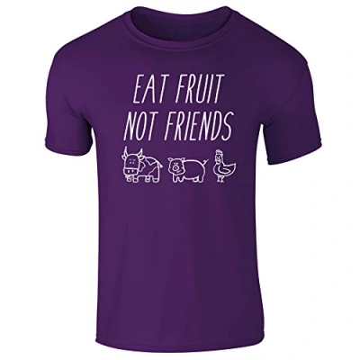 Image of Mens Eat Fruit Not Friends Vegetarian Vegan Slogan T Shirt Purple (XL)