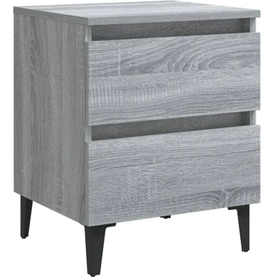 Image of vidaXL Bed Cabinet with Metal Legs Grey Sonoma 40x35x50 cm