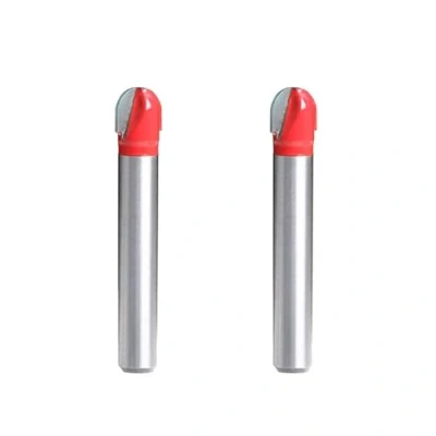 Image of Aopin Core Box Router Bit 5/16&quot; Cutting Dia 1/4&quot; Shank Double Flute Round Nose Tipped Groove Bit, Carbide, Black, Silver, 2Pcs