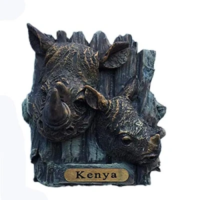 Image of Rhinoceros Kenya Africa 3D Fridge Magnet,Home &amp; kitchen Decoration Magnetic Sticker polyresin craft,Rhinoceros of Refrigerator Magnet Travel Souvenir Gift