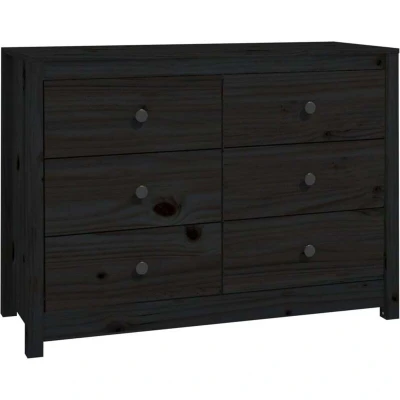 Image of vidaXL Side Cabinet Black 100x40x72 cm Solid Wood Pine
