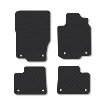 Image of Rubber Car Mats Compatible with Mercedes GLE (2016 2019) [W166] Tailored Fit Floor Set Accessory Black Custom 4 Pieces Clips Anti Slip Backing, Heavy Duty &amp; Waterproof