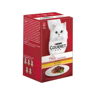 Image of GOURMET Mon Petit Meaty Variety with Duck, Chicken &amp; Turkey Adult Wet Cat Food 6x50g