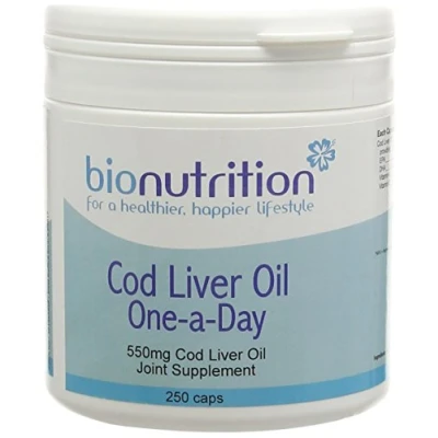 Image of Bio Nutrition Cod Liver Oil 550mg one a day Joint &amp; bone health supplement 250 caps