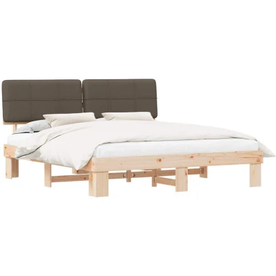 Image of vidaXL Bed Frame with Upholstered Headboard Taupe 200 x cm
