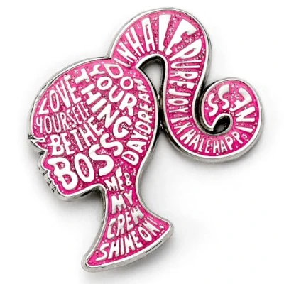 Image of Barbie Sparkly Silhouette Enamel Pin Badge Pink