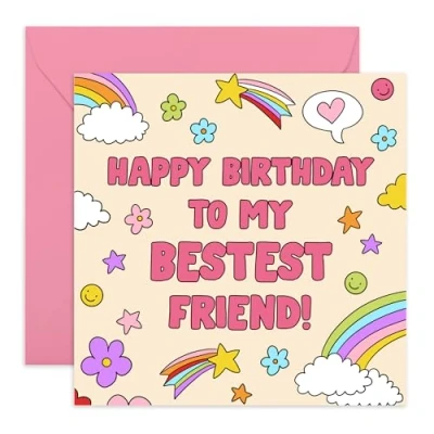 Image of Central 23 Friends Birthday Card To My Bestest Friend Bestie Bff Doodle Best Female Greeting For Colleagues Her Comes With Stickers