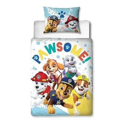 Image of Character World Paw Patrol Official Toddler Cot Bed Duvet Cover Splodge Design Reversible 2 Sided Junior Bedding Including Matching Pillow Case Brands