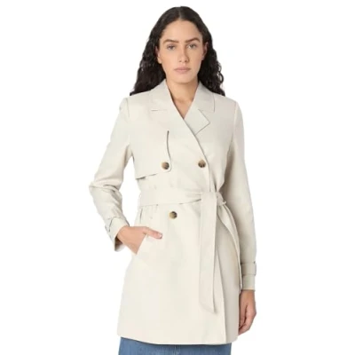 Image of Vero Moda Womenss Celeste Trenchcoat in Oatmeal Beige Size 8 UK