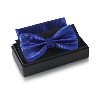 Image of Massi Morino bow tie Royal blue with handkerchief for men Set Suit men&#039;s wedding Adjustable in