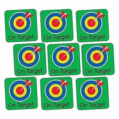 Image of 700 On Target Square Childrens Pupils Reward Stickers 16mm Primary Teaching Services