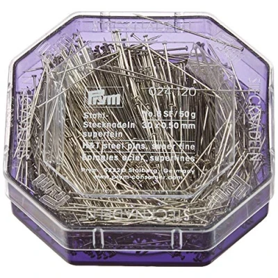 Image of Prym 024120 Straight Pins 6 SF 0.50 x 30 mm Silver Colour 50 Gram Box, Steel, 0,5mm