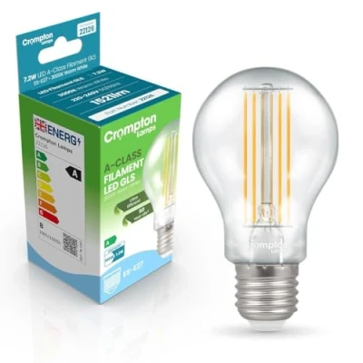 Image of Crompton GLS LED Light Bulb Ultra Efficient E27 7.2W (100W Eqv) Warm White A Class Clear