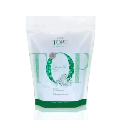 Image of Italwax Top Line Emerald 750g Wax Beads for Hot Hair Removal Without Strips Synthetic Formula Ideal Sensitive Skin Recommended Bikini Area and Underarms Odourless