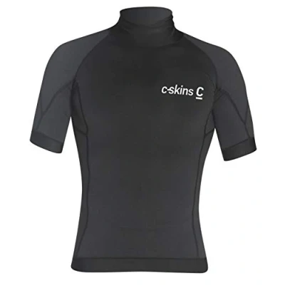Image of C Skins Mens Thermal Short Sleeve Vest Top Black Warm Heat Layer Layers Easy Stretch Breathable