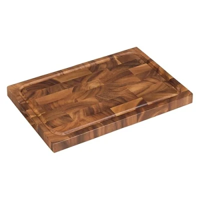 Image of Tala Rectangular End Grain Board with Juice Groove, Dual Purpose Lacquered Acacia Wood Ideal for Chopping, Carving and Serving All Foods Perfect Presenting, Measures 42x2x3cm
