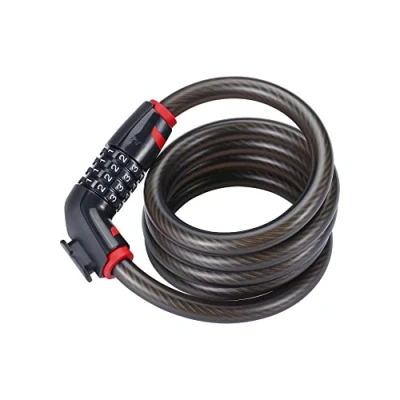 Image of BBB Cycling, CodeLock Combination Cable Bike Lock with Code for Road and Mountain Bikes, Outdoor Heavy Duty Waterproof, Coil Cable, BBL 45, 180 cm, Black