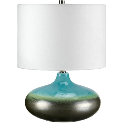Image of Laguna 1 Light Small Table Lamp Graphite, Turquoise, E27