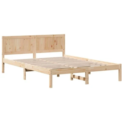 Image of vidaXL Single Pine Wood Bed Frame Natural Solid 150 x 200 cm