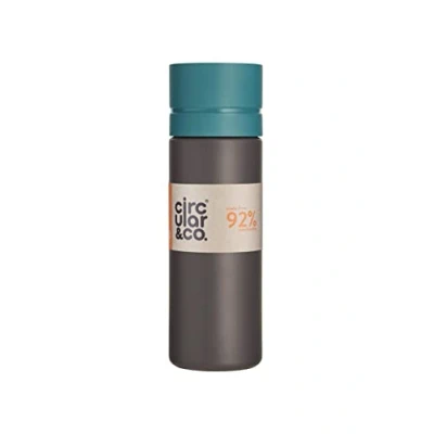 Image of Circular and Co Leakproof 600ml Reusable Water Bottle made from 92% Single Use Bottles (Grey &amp; Teal Lid)