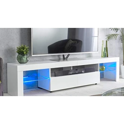 Image of MMT Furniture Designs TV Cabinet, Engineered Wood, White, 200cm(w) x 40cm(d) 45cm(h)