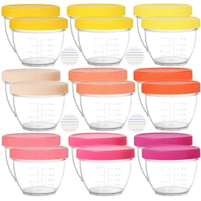 Image of Youngever 18 Pack 60ML Baby Food Storage, Re usable Containers with Lids and Labels, 9 Assorted Colors (Pink)
