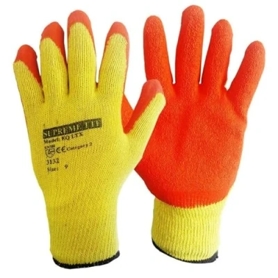 Image of SupremeTTF Supremly Tough 24 Pairs Orange Latex Coated Work Gloves Builders Gardening industrial Mechanincs Rubber (XL)