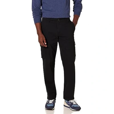 Image of Amazon Essentials Men&#039;s Straight Fit Stretch Cargo Trouser (Available in Big &amp; Tall), Black, 42W / 30L