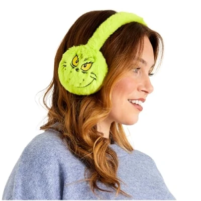 Image of The Grinch Womens Fluffy Earmuffs, Cosy Winter Accessories Gifts for Her